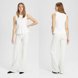 Theory Demitria Admrial Crepe Flare Pants Ivory